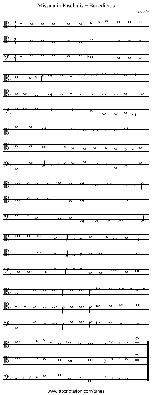 Missa alia Paschalis – Benedictus - staff notation