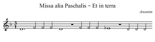 Missa alia Paschalis – Et in terra - staff notation