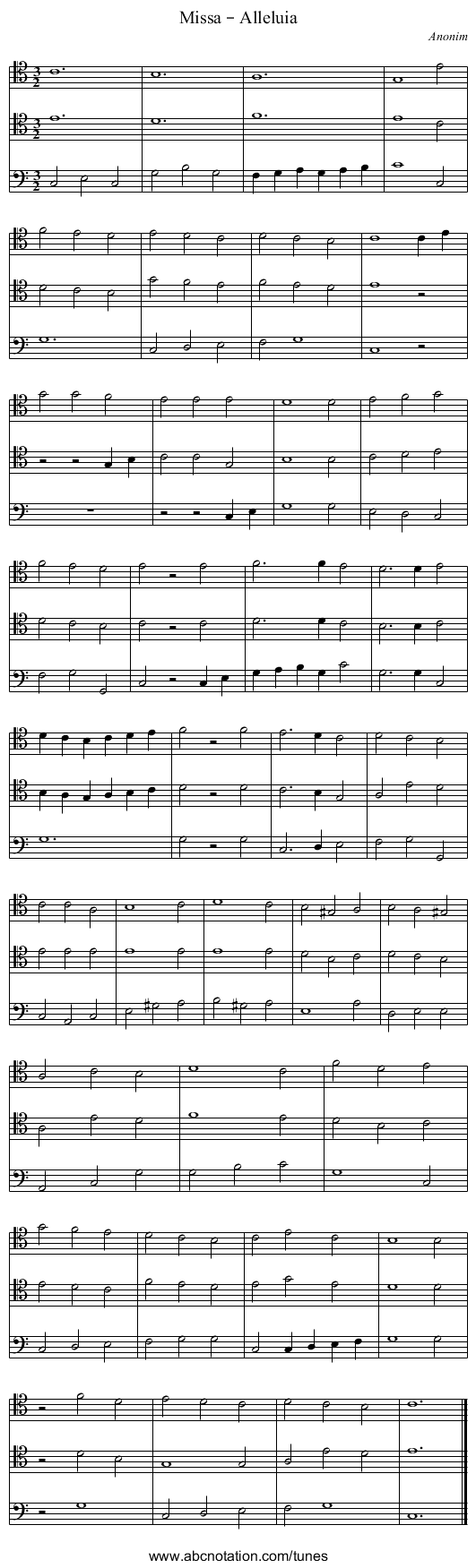 Missa – Alleluia - staff notation