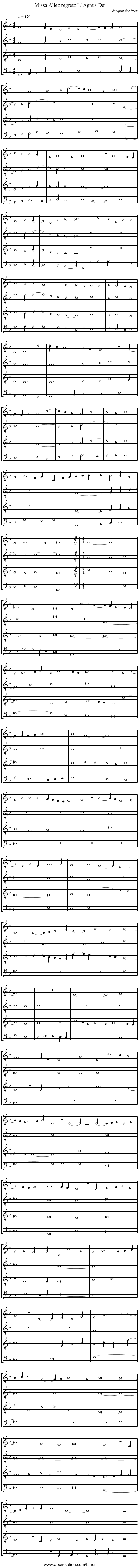 Missa Allez regretz I / Agnus Dei - staff notation