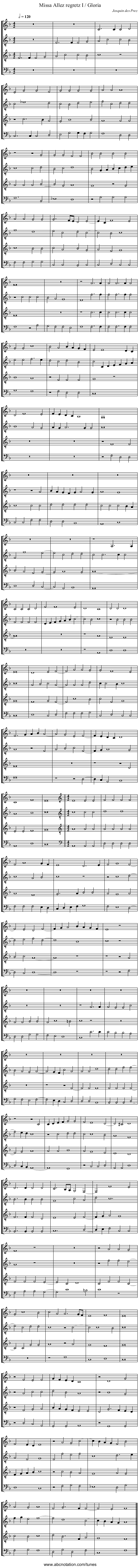 Missa Allez regretz I / Gloria - staff notation
