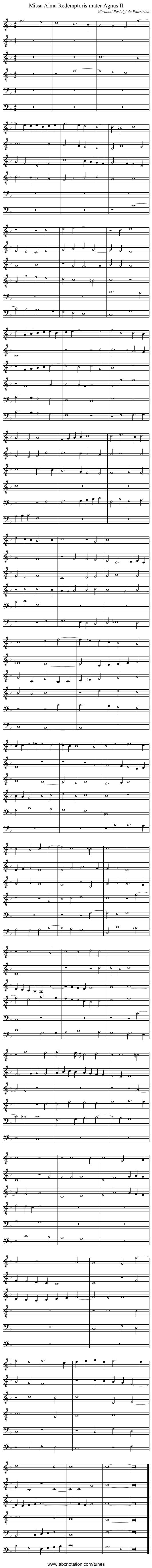 Missa Alma Redemptoris mater Agnus II - staff notation