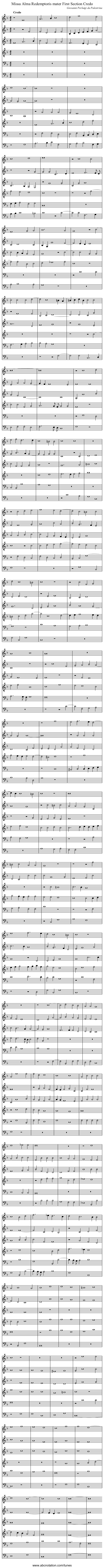 Missa Alma Redemptoris mater First Section Credo - staff notation