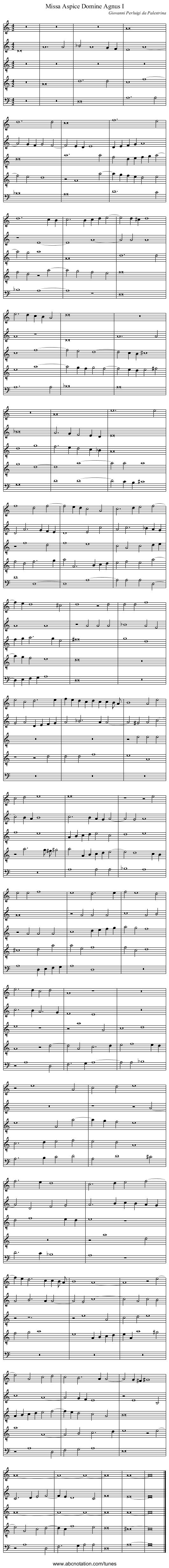 Missa Aspice Domine Agnus I - staff notation
