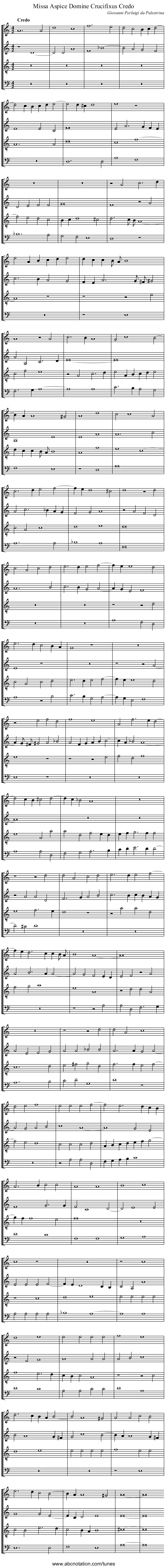 Missa Aspice Domine Crucifixus Credo - staff notation