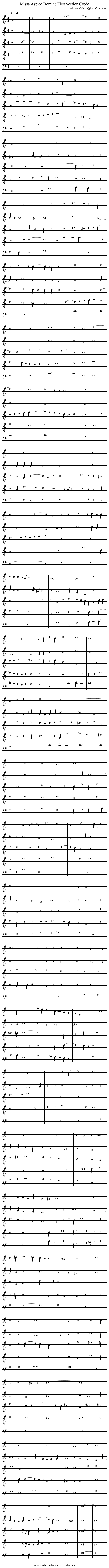 Missa Aspice Domine First Section Credo - staff notation