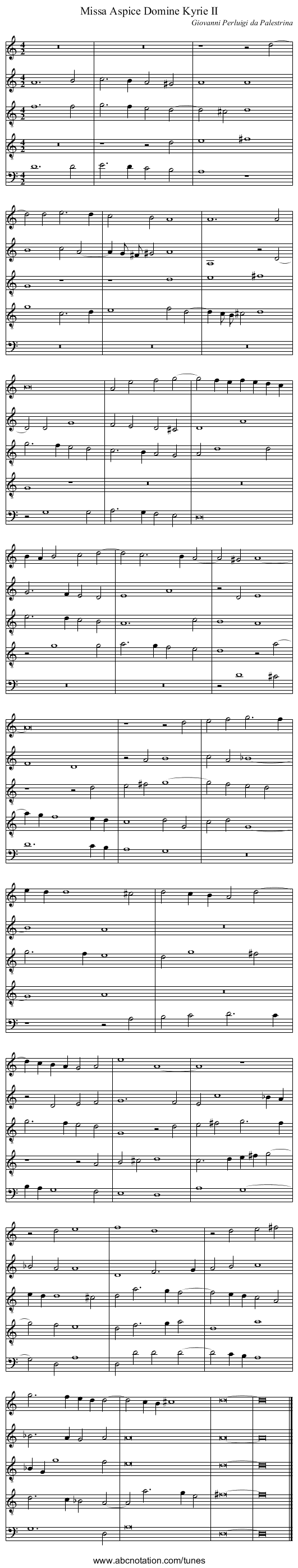 Missa Aspice Domine Kyrie II - staff notation