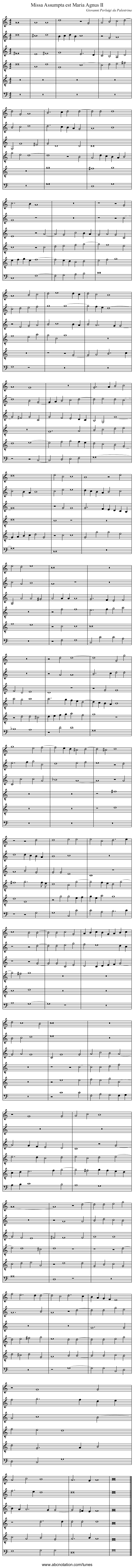 Missa Assumpta est Maria Agnus II - staff notation