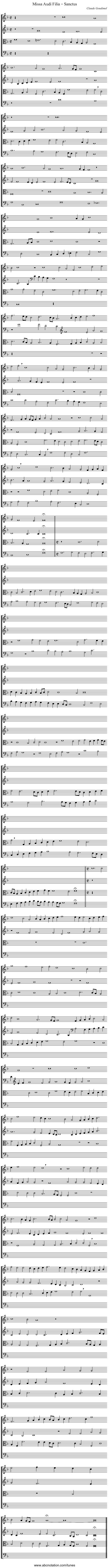 Missa Audi Filia – Sanctus - staff notation
