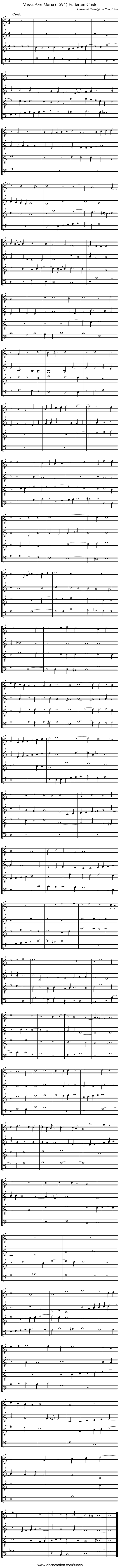Missa Ave Maria (1594) Et iterum Credo - staff notation