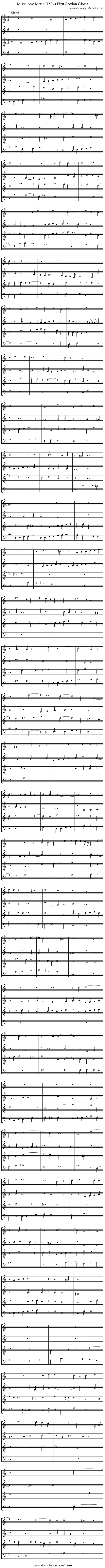 Missa Ave Maria (1594) First Section Gloria - staff notation