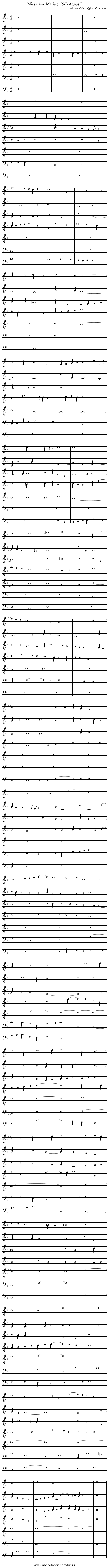Missa Ave Maria (1596) Agnus I - staff notation