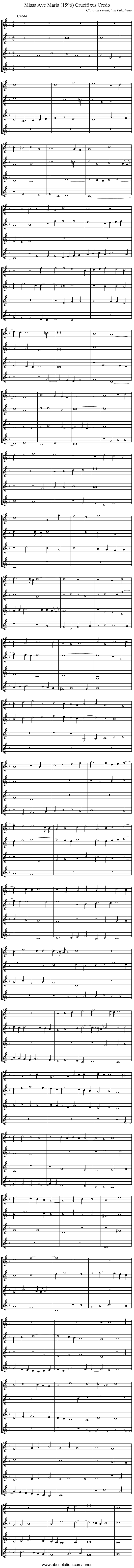 Missa Ave Maria (1596) Crucifixus Credo - staff notation