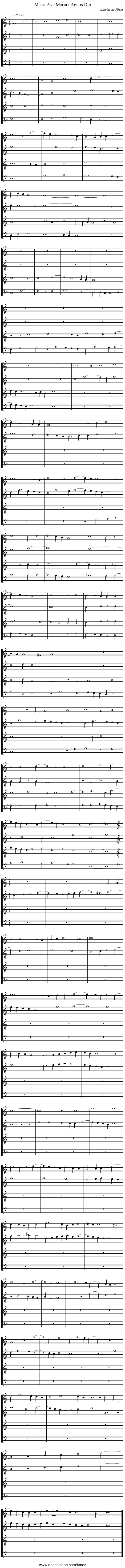 Missa Ave Maria / Agnus Dei - staff notation
