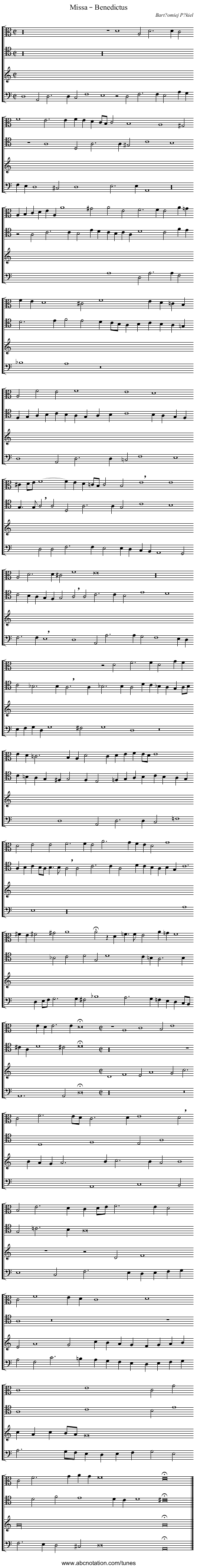 Missa – Benedictus - staff notation