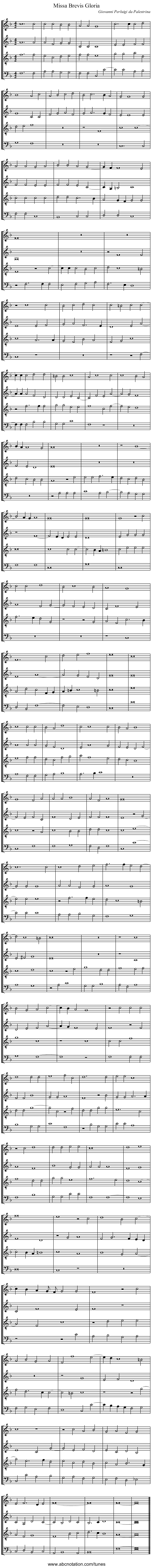 Missa Brevis Gloria - staff notation