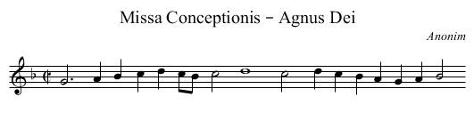 Missa Conceptionis – Agnus Dei - staff notation