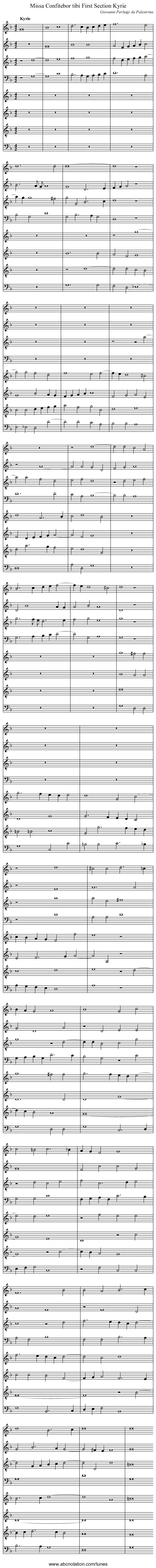 Missa Confitebor tibi First Section Kyrie - staff notation