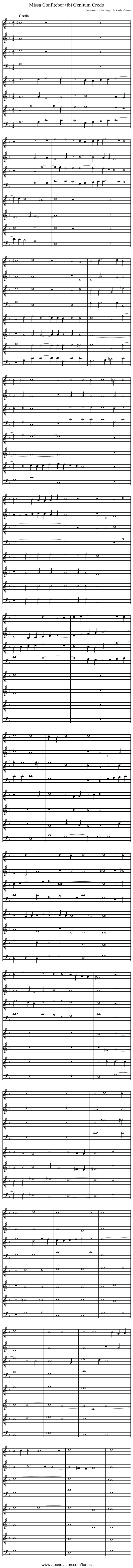 Missa Confitebor tibi Genitum Credo - staff notation
