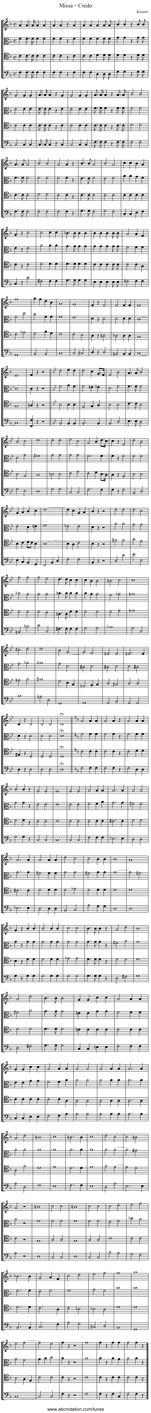 Missa – Credo - staff notation