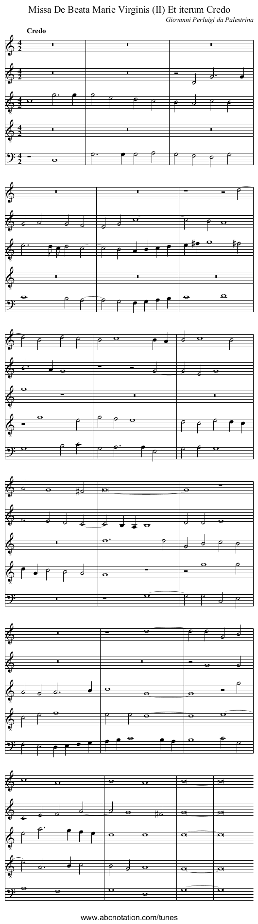 Missa De Beata Marie Virginis (II) Et iterum Credo - staff notation