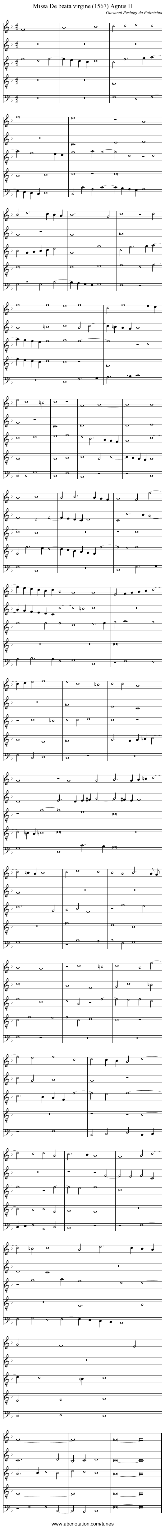 Missa De beata virgine (1567) Agnus II - staff notation