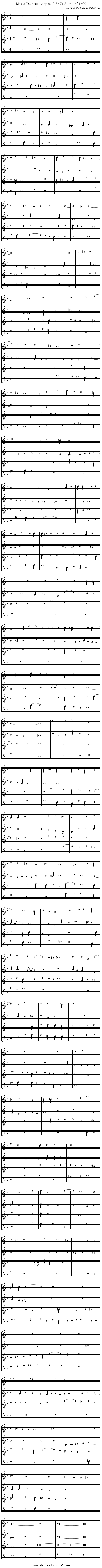 Missa De beata virgine (1567) Gloria of 1600 - staff notation