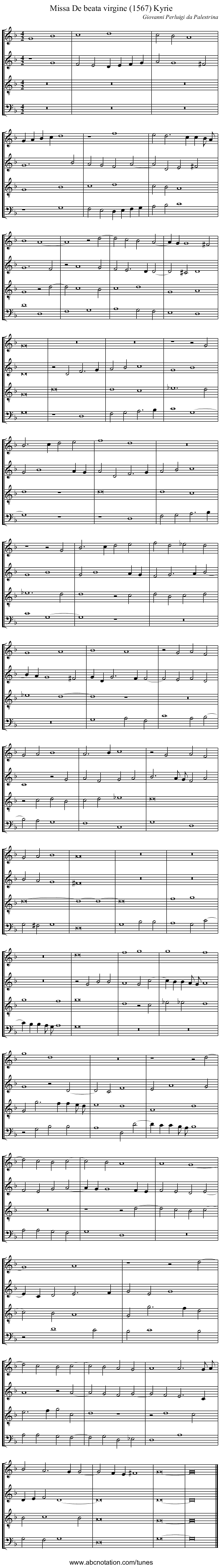 Missa De beata virgine (1567) Kyrie - staff notation