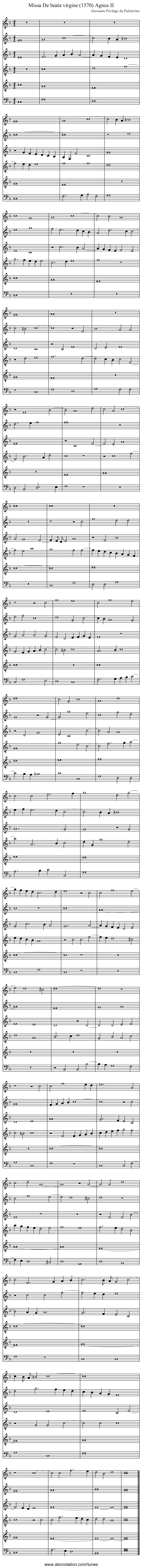 Missa De beata virgine (1570) Agnus II - staff notation