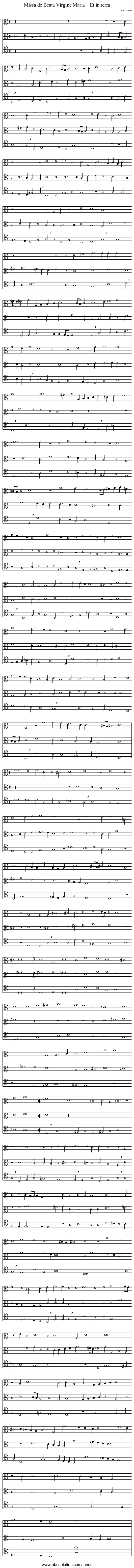 Missa de Beata Virgine Maria – Et in terra - staff notation