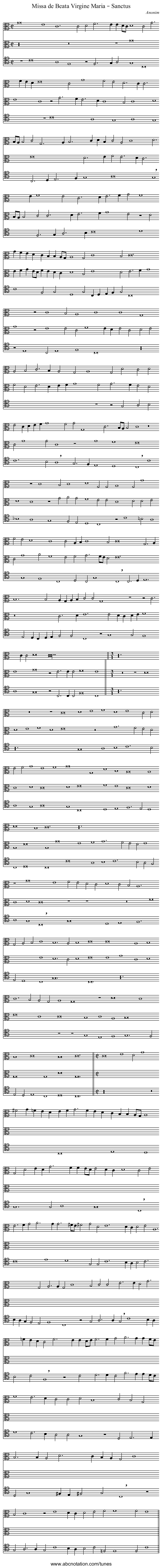 Missa de Beata Virgine Maria – Sanctus - staff notation