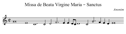Missa de Beata Virgine Maria – Sanctus - staff notation