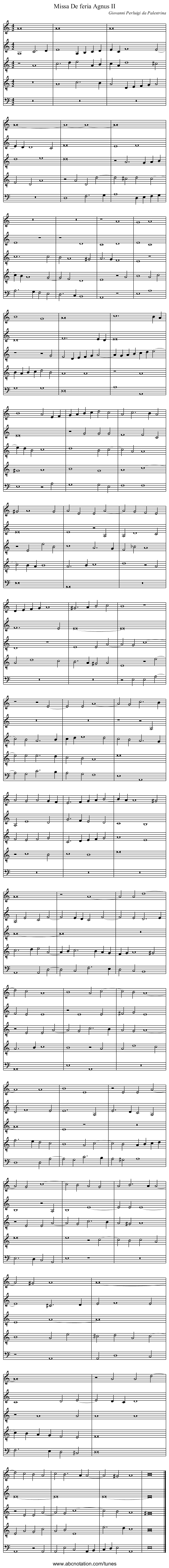 Missa De feria Agnus II - staff notation