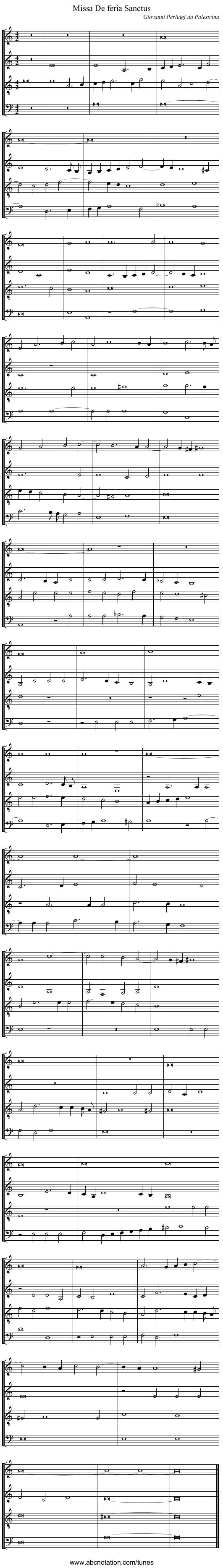 Missa De feria Sanctus - staff notation