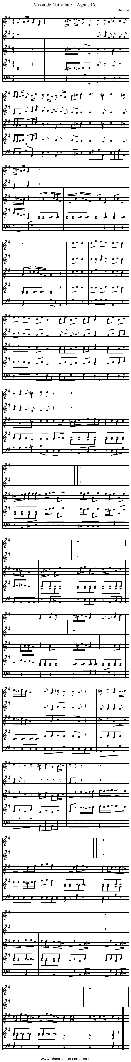 Missa de Nativitate – Agnus Dei - staff notation