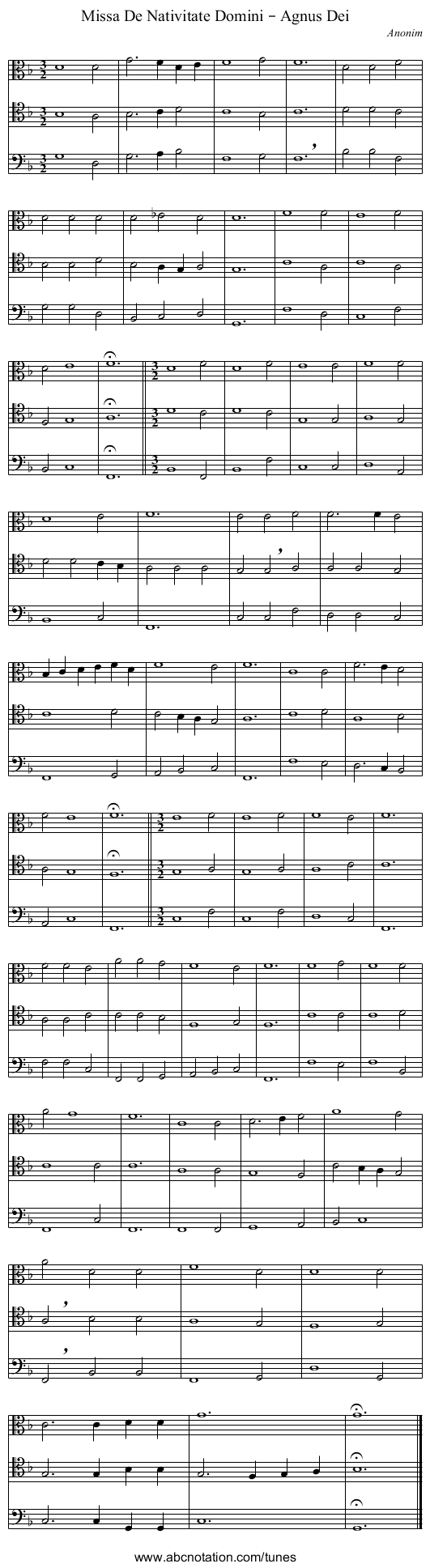 Missa De Nativitate Domini – Agnus Dei - staff notation