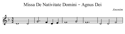 Missa De Nativitate Domini – Agnus Dei - staff notation