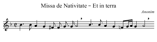 Missa de Nativitate – Et in terra - staff notation