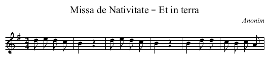 Missa de Nativitate – Et in terra - staff notation