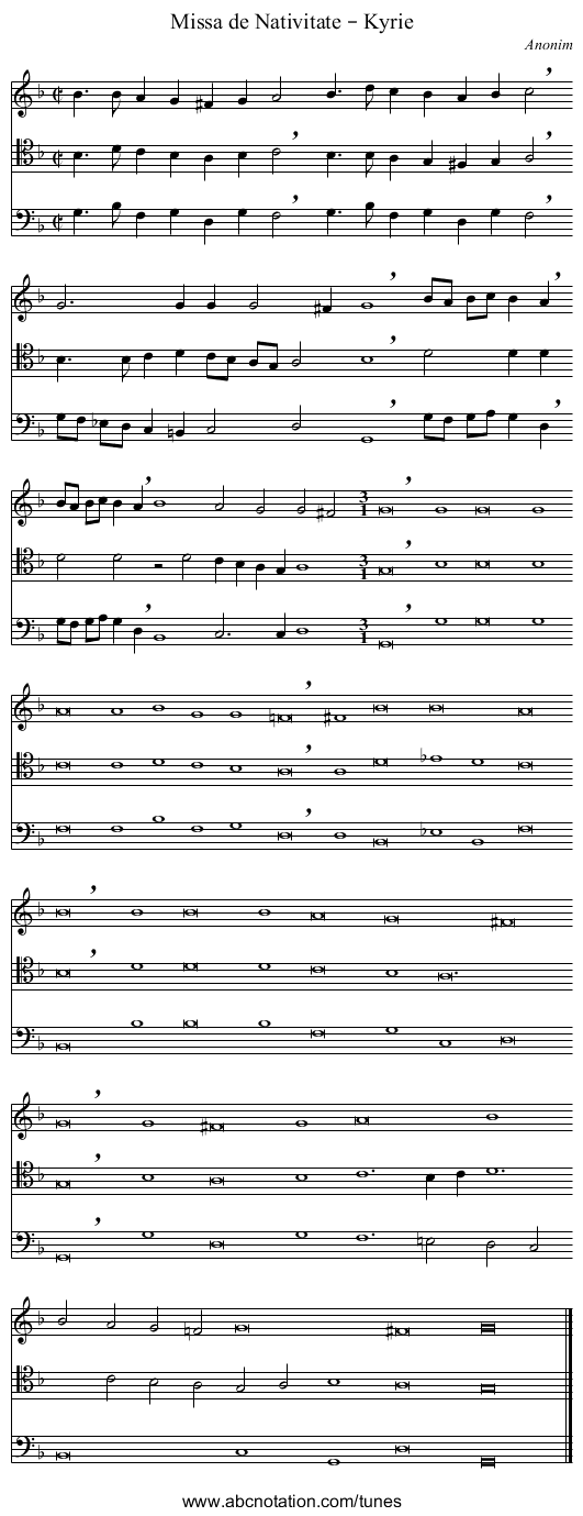 Missa de Nativitate – Kyrie - staff notation