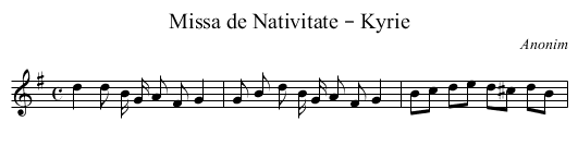 Missa de Nativitate – Kyrie - staff notation