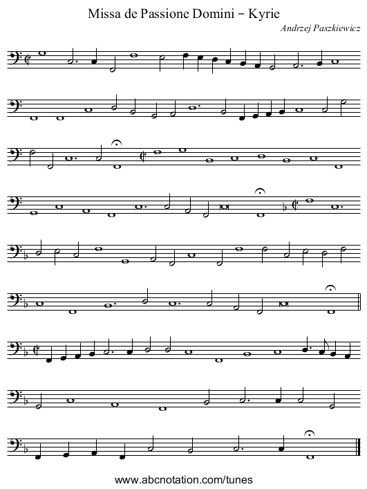 Missa de Passione Domini – Kyrie - staff notation