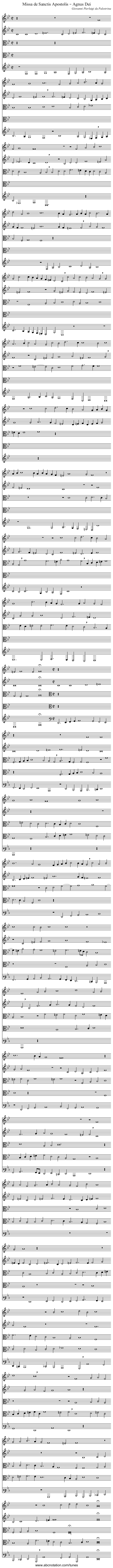 Missa de Sanctis Apostolis – Agnus Dei - staff notation