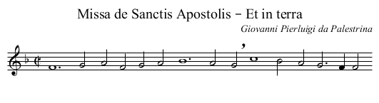 Missa de Sanctis Apostolis – Et in terra - staff notation