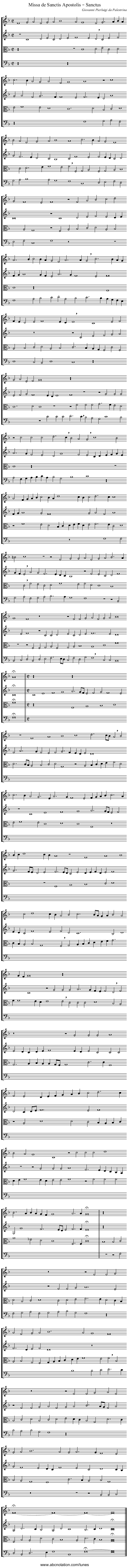 Missa de Sanctis Apostolis – Sanctus - staff notation