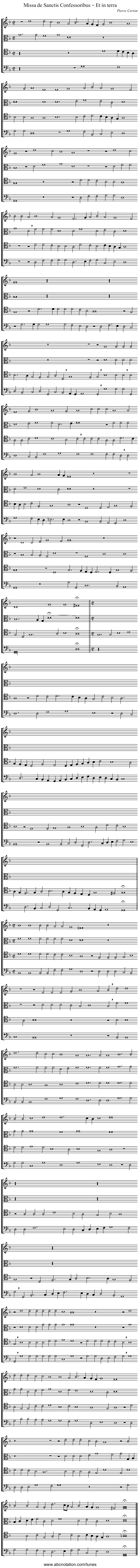 Missa de Sanctis Confessoribus – Et in terra - staff notation