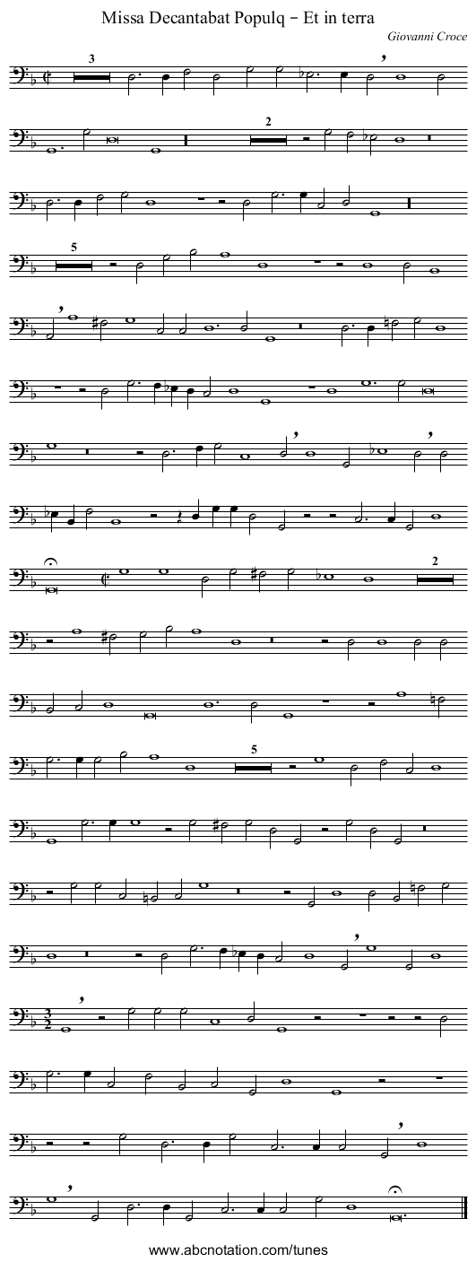 Missa Decantabat Populq – Et in terra - staff notation