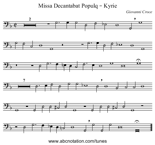 Missa Decantabat Populq – Kyrie - staff notation