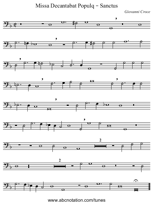 Missa Decantabat Populq – Sanctus - staff notation