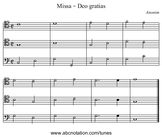 Missa – Deo gratias - staff notation